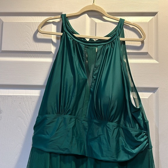 NWT! Bloomchic Green Knotted Back Mesh Insert Swim Dress One Piece Swimsuit 28 - Picture 6 of 11